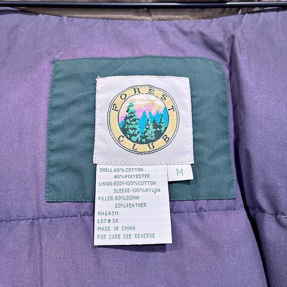 Forest Club Down Insulated Puffer Parka Jacket Green Winter Vintage Mens Medium - Picture 10 of 12